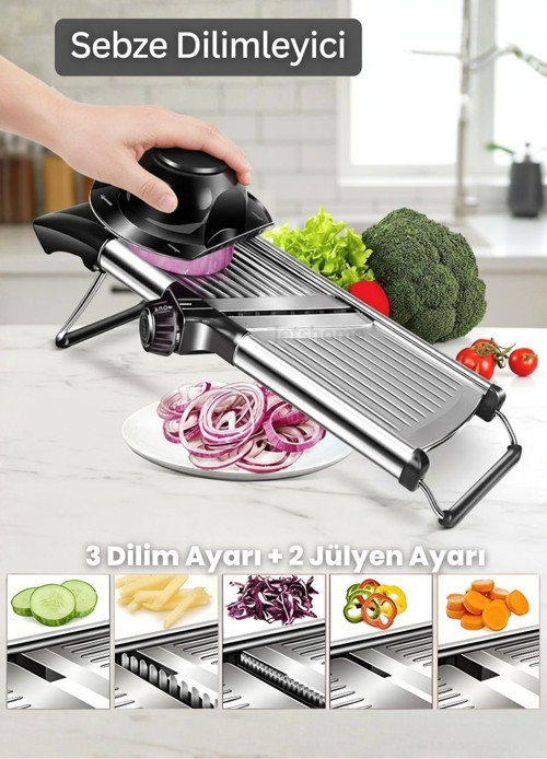 5 Ayarlı Sebze Dilimleyici Paslanmaz Sebze Kesici Ayarlanabilir Patates Soğan Rendesi Mandolin Rende