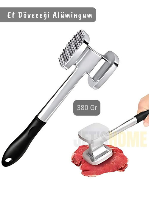 Et Döveceği Plastik Saplı Et Terbiyeleme Et Yumuşatma Çift Taraflı Alüminyum 380 Gr