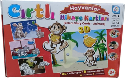 Hayvanlı Cırtcırtlı Hikaye Kartları LC7205-Pembe
