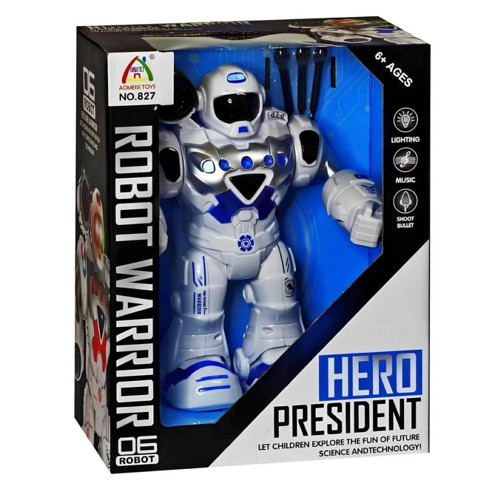 Hareketli Işıklı Ve Sesli Ok Atan Oyuncak Robot 827-Mavi