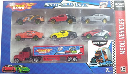 Tır ve 6lı Metal Araba Seti TOY-46-Kırmızı