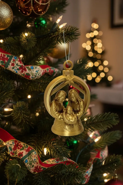 Doğuş Sahnesi Yılbaşı Ağacı Süsü – Nativity Temalı Dekoratif Noel Süsü | 3D Baskı Organik Pla
