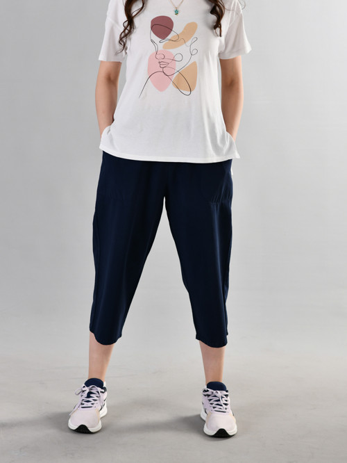 %100 Pamuk Keten Kumaştan Beli Lastikli ve Bağcıklı Kadın Rahat Kalıp Bol Kesim Günlük Ev Dış Spor Yazlık Baharlık Giyim Hambez Diz Altı Kapri Bermuda Şort Pantolon Eşofman Altı