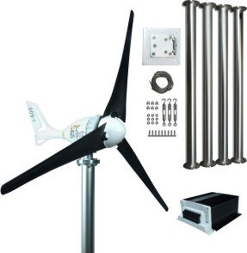 Set İ-500 12V/24V Rüzgar Türbini +Hibrit Şarj Kontrol Cihazı + Direk Seti İSTA-BREEZE