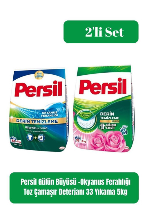 Derin Temizleme 5 kg Toz Çamaşır Deterjanı 2’li Set – Okyanus Ferahlığı & Gülün Büyüsü (Toplam 66 Yıkama)