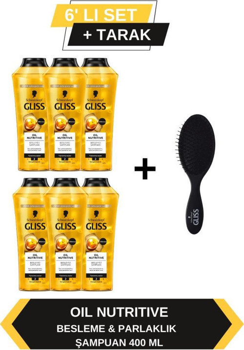 Oil Nutritive Şampuan 400ml x 6'lı Set+Tarak