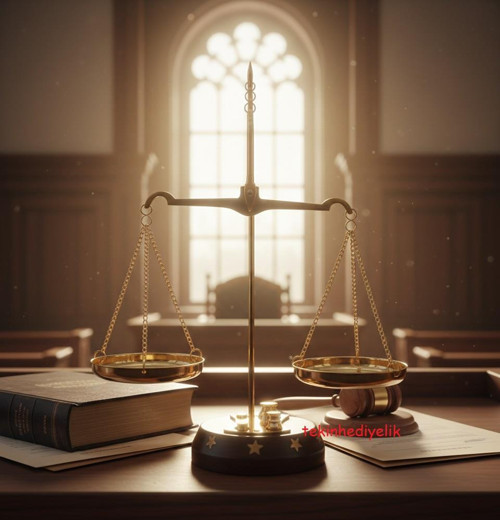 Adalet Terazisi – Ahşap Tabanlı Hukuk Ofis Hediyesi