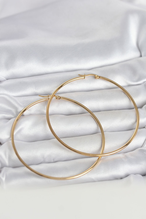 Gold Renk 70 mm Kadın Halka Küpe - EBJ260220W39838