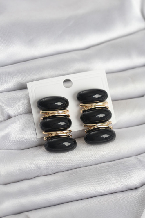 Siyah Vintage Model Gold Renk Kadın Küpe - EBJ260220W39826