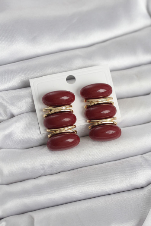 Bordo Vintage Model Gold Renk Kadın Küpe - EBJ260220W39827