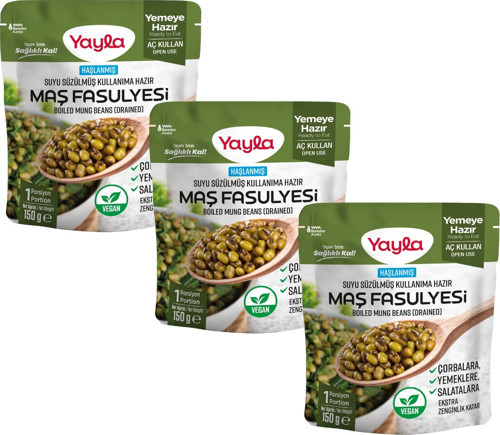 Haşlanmış Suyu Süzülmüş Maş Fasulyesi 150 gr x3