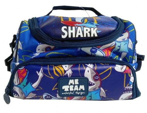 Me Team Shark Baskılı İki Bölmeli Beslenme Çantası - Erkek Çocuk