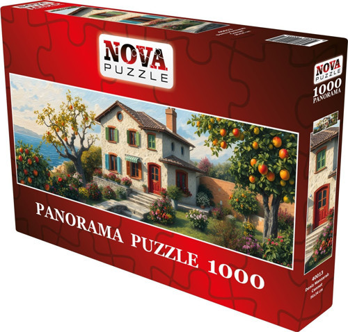 1000 Parça Deniz Manzaralı Cennet Panorama Puzzle - Meyve Bahçeli Ev