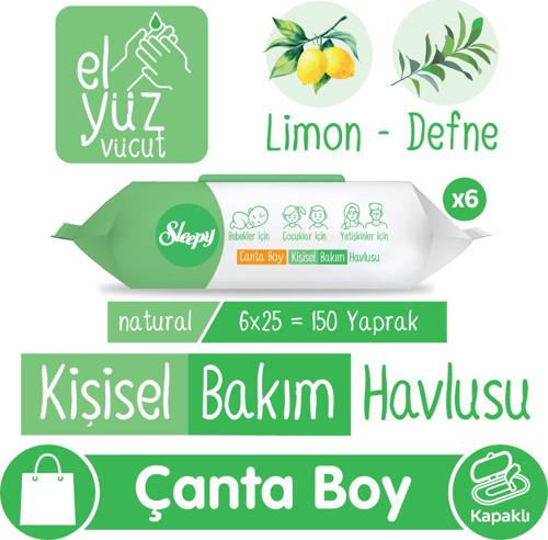 Natural Kişisel Bakım Havlusu Çanta Boy 6x25 (150 Yaprak)