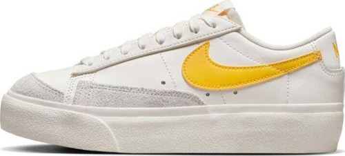 Blazer Platform Leather Unisex Sneaker Hakiki Deri Beyaz-Sarı Günlük Spor Ayakkabı 3cm