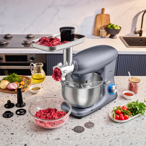 Multichef Kıyma Çekme /Sucuk-Sosis/İçli Köfte Aparatlı Hamur Yoğurma Makinesi Antrasit 1900W 5,5L