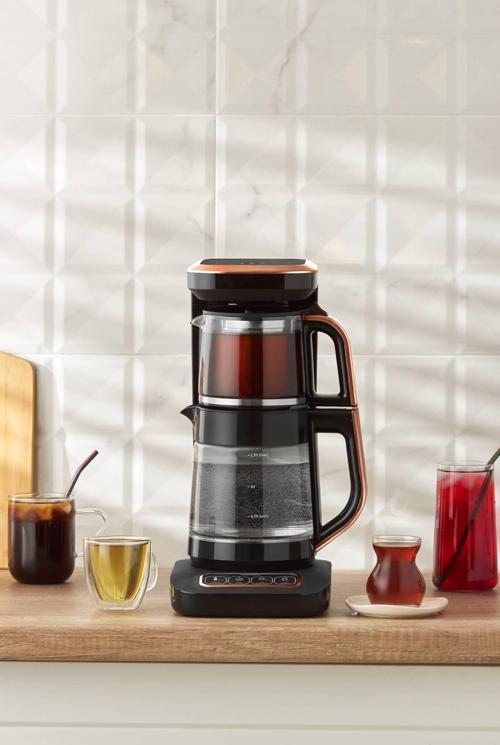 Robotea Pro 4 İn 1 Konuşan Cam Çay Makinesi Black Copper
