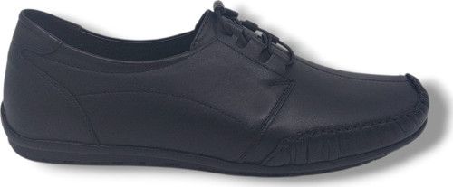 Modesa 279 Erkek Siyah Lastik Bağcıklı Hakiki Deri Loafer Ayakkabı