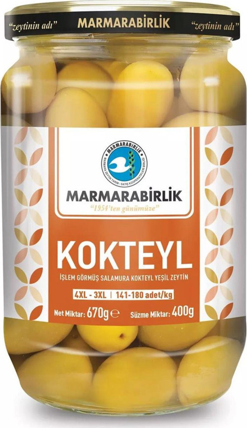 Kokteyl Yeşil Zeytin 4Xl-3Xl (141-180 Adet/Kg) 400 G
