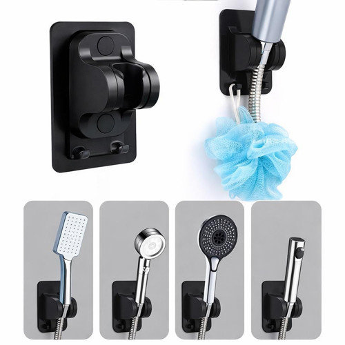 Yapışkanlı Duş Başlığı Tutucu Ayarlı Askılı Siyah