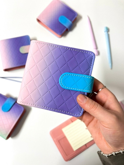 Mini Boy Mor Pembe Tonlarda Mıknatıslı PU Deri Kapaklı 80 Yaprak Sürdürülebilir Ajanda/Planner/Binder Defter(Çizgili, De