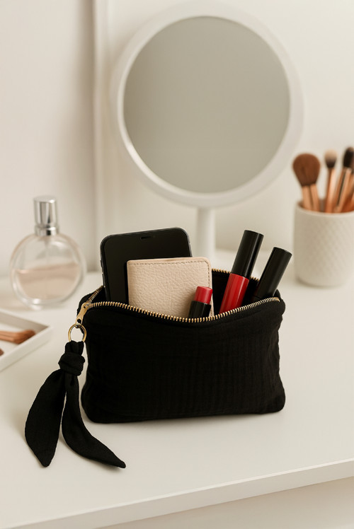 Müslin Dolgulu Doğal Makyaj Çantası – Kozmetik Organizeri 20x15 cm - ZTMCANTA