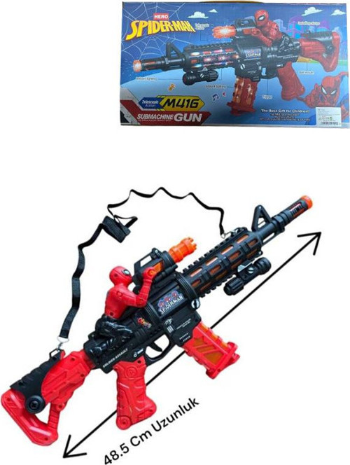 Sesli Işıklı Spider Man Temalı Oyuncak Tüfek
