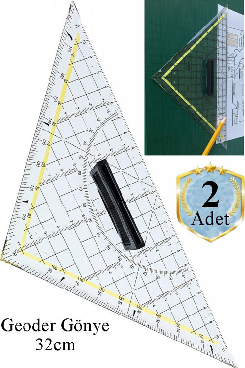 Geoder Üçgen Cetvel 32 cm 2 Adet Geoderik Modelist Gemici Gönyesi Geometrik Açılı Gönye Yıldızlar No:3
