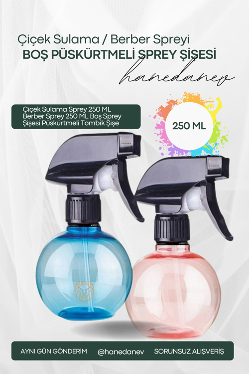 Çiçek Sulama Sprey 250 ML Berber Sprey 250 ML Boş Sprey Şişesi Püskürtmeli Tombik Şişe