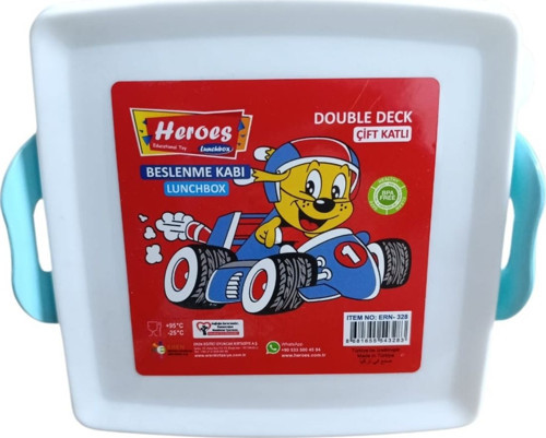 Heroes Lunchbox Çift Katlı Beslenme Kabı ERN-328-Mavi