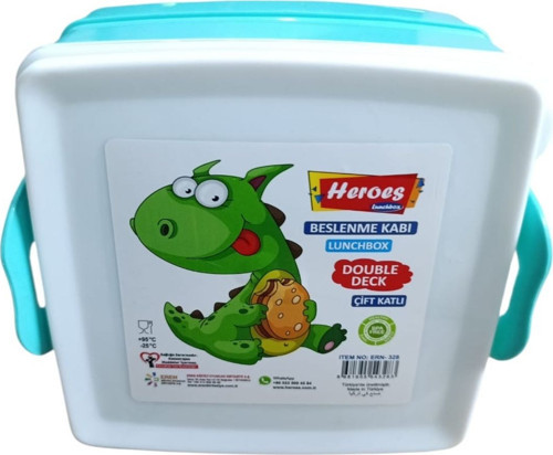 Heroes Lunchbox Çift Katlı Beslenme Kabı ERN-328-Yeşil