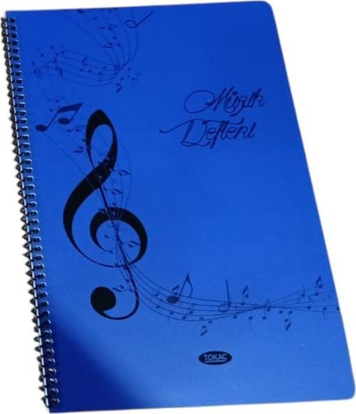 A4 Müzik Defteri Spiralli PP Kapak 40 Yp-Lacivert Sol Anahtarı