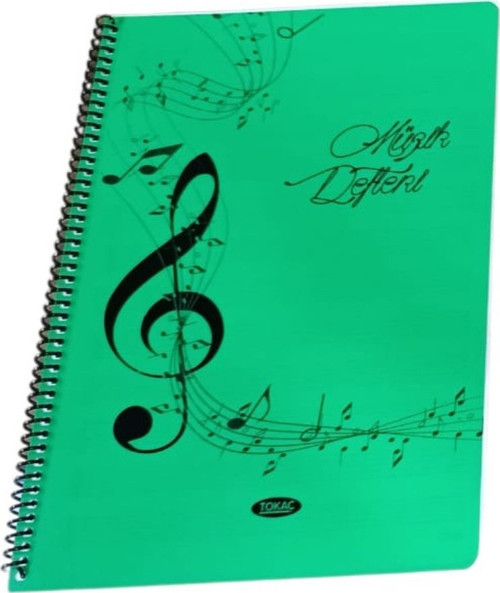 A4 Müzik Defteri Spiralli PP Kapak 40 Yp-Yeşil Sol Anahtarı