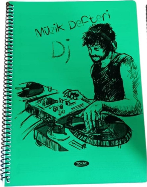 A4 Müzik Defteri Spiralli PP Kapak 40 Yp-Yeşil DJ