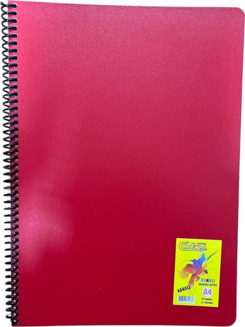 Renkli Yapraklı 80 Yp Kareli Defter-Kırmızı