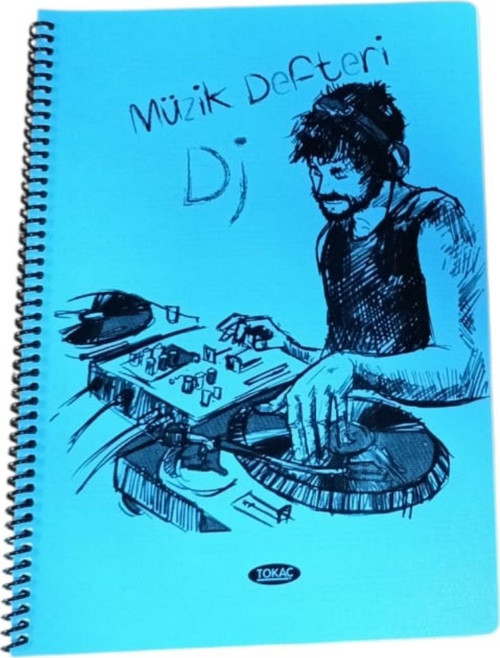 A4 Müzik Defteri Spiralli PP Kapak 40 Yp-Turkuaz DJ