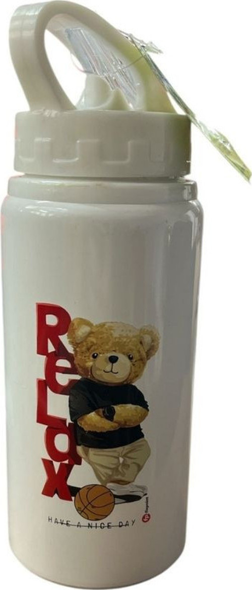 500ml Alüminyum Desenli Matara P-1902-Beyaz