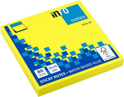 Notes 75x75 Mm Sarı Yapışkanlı Notluk 80 Syf