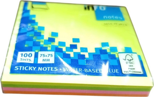 Notes 75x75 Mm Karışık Renkli Yapışkanlı Notluk 100 Syf