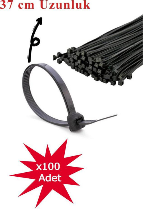 3.6x370 mm Siyah Kablo Bağı 100’lü – Extra Dayanıklı Plastik Cırt Kelepçe RT-3108