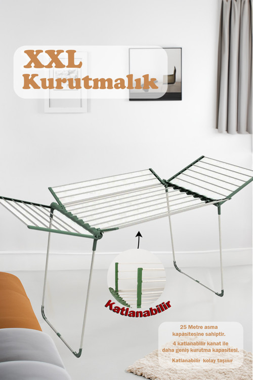 Fortune Katlanır Hafif Dayanıklı Çamaşır Kurutma Askısı Kurutmalık Beyaz