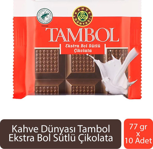 Tambol Ekstra Bol Sütlü Çikolata 77 gr x 10 Adet