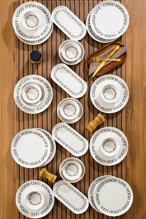 Good 28 Parça 12 Kişilik Stackable Kahvaltı Takımı Sosluklu Kahvaltılık Sunum Seti Tabağı