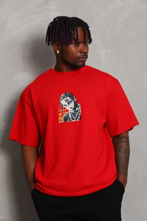 Unisex Oversize Baskılı Bisiklet Yaka TShirt