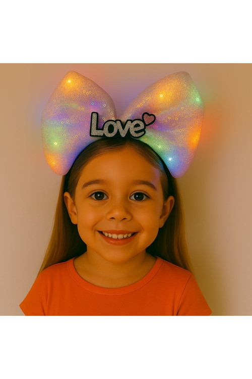 LED Işıklı Love Yazılı Pembe Fiyonk Taç – Kız Çocuk Parti Tacı GO-53-vice 04726