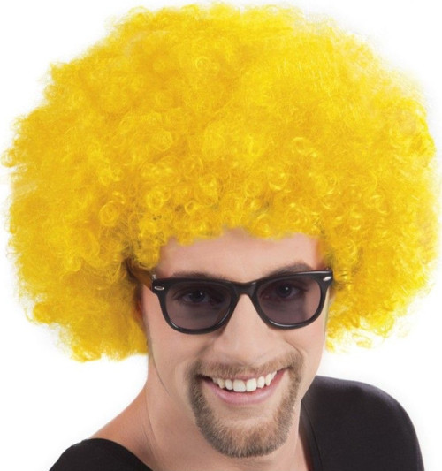 Sarı Renk Kıvırcık Afro Bonus Peruk GO-53-vice 04611