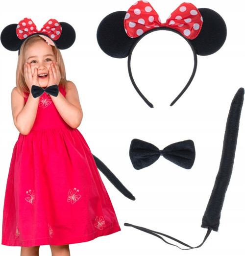Minnie Mouse Kostüm Seti Taç Kuyruk Papyon Gösteri Seti GO-53-vice 04847