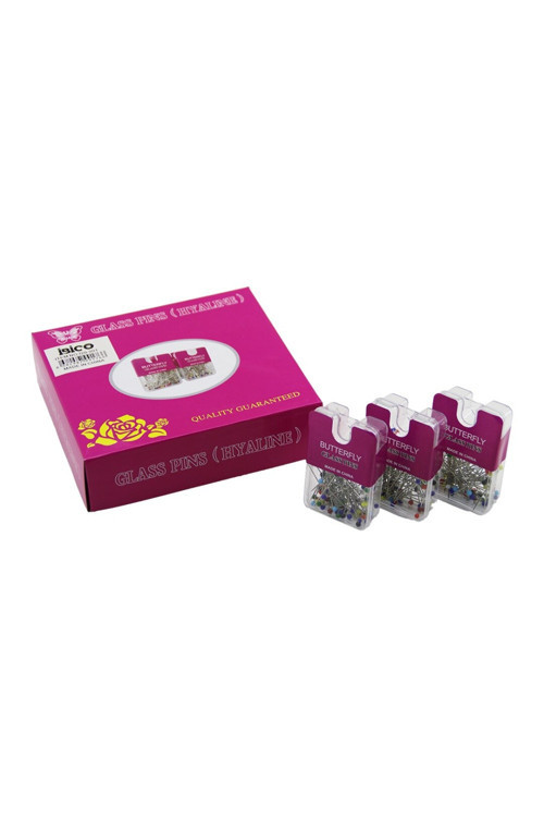 GLASS PINS HYALINE BUTTERFLY 1200 ADET RENKLİ TOPLU BAŞÖRTÜ İĞNESİ ŞEFFAF PLASTİK ASKILIKLI KUTULU G