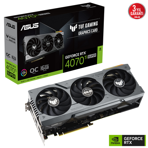 TUF-RTX4070TIS-O16G-GAMING, 16Gb, 256Bit, GDDR6X, 2xHDMI, 3xDP GAMING Ekran Kartı