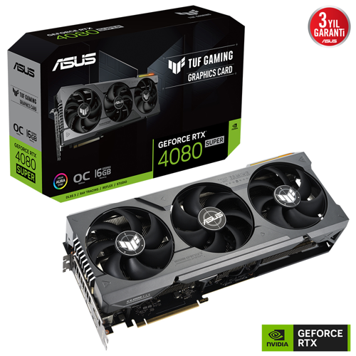 TUF-RTX4080S-O16G-GAMING, 16Gb, 256Bit, GDDR6X, 2xHDMI, 3xDP GAMING Ekran Kartı